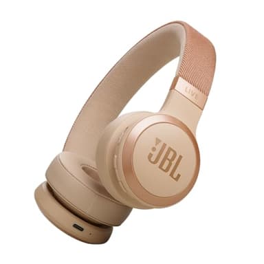 JBL Live 670NC Casque supra-auriculaire sans fil avec réduction du bruit adaptative avec ambiance intelligente, autonomie jusqu'à 65 h avec charge rapide, léger, confortable et pliable (grès)