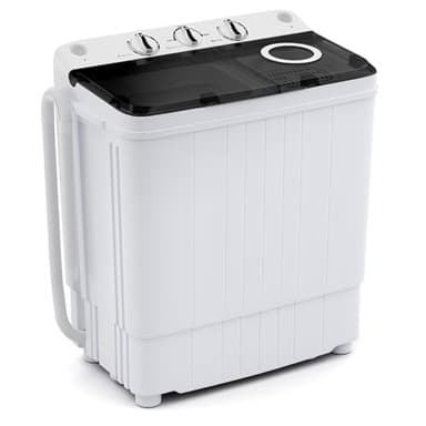 Giantex Machine à laver portable, laveuse compacte avec pompe de vidange et essorage 17,6 lbs, double cuve 11 lbs pour lavage et 6,6 lbs pour essorage, lavadoras portátiles pour appartement, VR