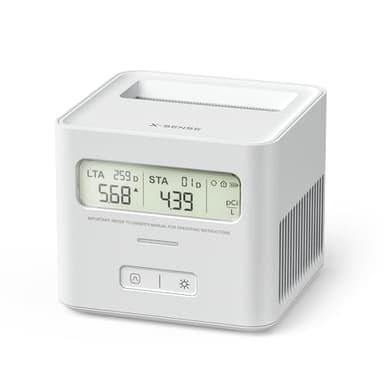 X-Sense Détecteur de radon pour la maison, facile à utiliser, zéro frais de laboratoire, aucune installation nécessaire, surveillance continue avec écran LCD transparent, XR0A-SR