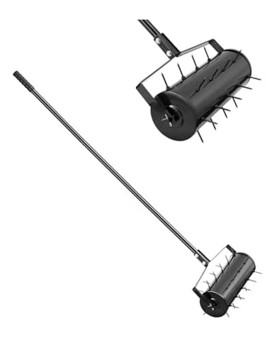 VEVOR Rouleau aérateur pour pelouse, aérateur manuel robuste de 45,7 cm avec poignée détachable et 27 pointes en fer, outil d'aération de pelouse pour jardin, patio, cour et sols compactés, noir