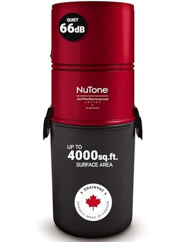 Aspirateur central Broan-Nutone par Drainvac 550 watts d'air - Système puissant d'aspirateur central résidentiel - Anti-vibration, aspiration puissante, cordon d'alimentation de 1,83 m de long