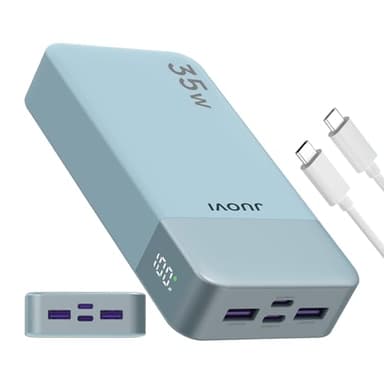 Batterie externe JUOVI - Chargeur portable 20 000 mAh 35 W - Charge rapide USB C PD3.0 QC4.0 - Écran LED - Chargeur portable pour iPhone, montre, Android, iPad, ordinateur portable (bleu)