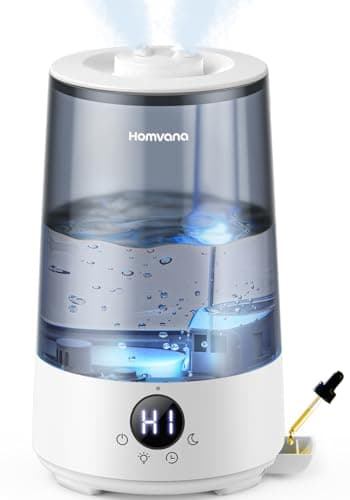 Homvana Humidificateurs pour chambre à coucher, maison, 3,6 L, brume froide, remplissage supérieur 34 h, très longue durée, silencieux 16 dB, humidificateur pour bébé, diffuseur d'huile, grand