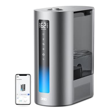 Humidificateurs DReo 6L pour chambre à coucher, brume chaude et froide intelligente pour grande pièce, autonomie silencieuse de 60 h pour bébé, plante, capteur d'humidité, voyant lumineux, minuterie
