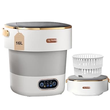 Portable Washing Machine,Foldable Mini Washer 16L Upgraded with Spin Basket – Ideal for Washing Underwear,Baby Items & Small Clothes, Suitable for Apartments,Dorms,Homes & Hotels Ash Gray