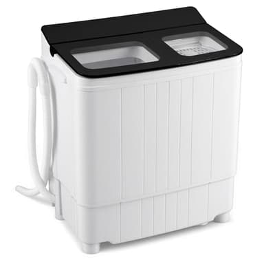 Giantex Machine à laver portable, 8,2 kg à double baignoire compacte avec pompe de vidange, rondelle de 5 kg et rotation de 3,2 kg pour appartements, camping-cars, dortoirs, noir + blanc