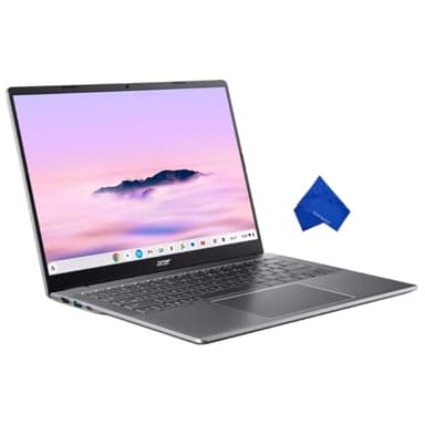Acer Chromebook Plus Ordinateur portable à écran tactile WUXGA 14" – Intel Core 3-N355, 8 Go de RAM, 512 Go SSD, système d'exploitation chromé, nouveau modèle (avec chiffon en microfibre) – Gris