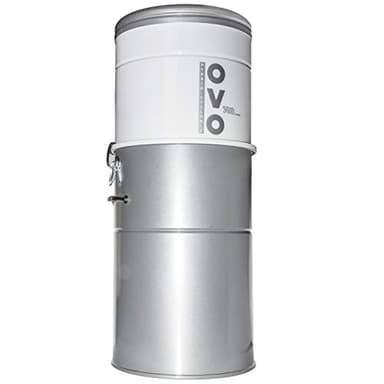 OVO 700 Airwatts Système d'aspirateur central puissant, filtration hybride (avec ou sans sacs jetables) 35 L ou 9,25 gallons Poubelle à chargement par le bas, blanc