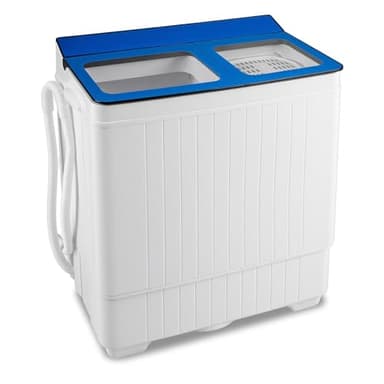 Giantex Machine à laver portable, 11,8 kg à double cuve compacte avec pompe de vidange, rondelle de 8,2 kg et rotatif de 3,6 kg pour appartements, camping-cars, dortoirs, bleu + blanc