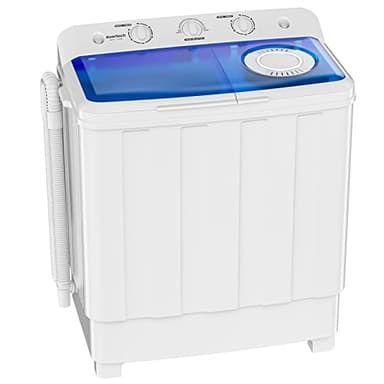 Auertech Machine à laver portable, laveuse mini compacte à double cuve avec pompe de vidange, laveuse semi-automatique de 8 kg et laveuse à essorage de 5 kg pour dortoirs, appartements, VR