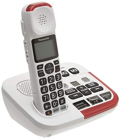 Téléphone sans fil amplifié Panasonic avec répondeur, blocage d'appel et identification vocale de l'appelant - 1 combiné sans fil - KX-TGM470CW (Blanc)