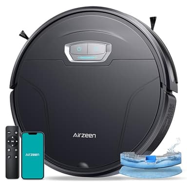 Airzeen Robot aspirateur et serpillère, forte aspiration de 4500 pa, aspirateur robotique, WiFi/App/Alexa, autonomie de 180 minutes, auto-chargeur, robot ultra fin pour poils d'animaux, sol dur (G20 Pro)