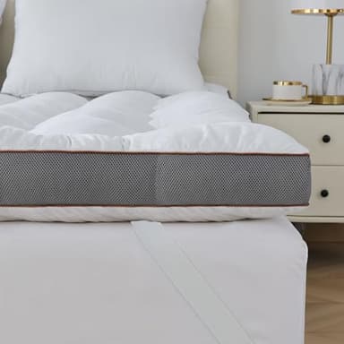 WhatsBedding Surmatelas en mousse à mémoire de forme de 10,2 cm pour les maux de dos, surmatelas extra doux avec côtés en maille respirante, rempli de mousse à mémoire de forme déchiquetée moelleuse