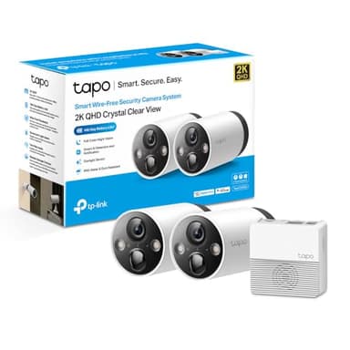 TP-Link Tapo 2K QHD Système de caméra de sécurité extérieure sans fil, batterie jusqu'à 180 jours, vision nocturne en couleur avec capteur de lumière étoilée, détection de mouvement, fonctionne avec Alexa et Google Home (Tapo C420S2)