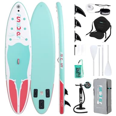 FunWater Planche à pagaie gonflable debout ultra-légère Planche à pagaie gonflable antidérapante légère et pliable avec accessoires de planche à pagaie