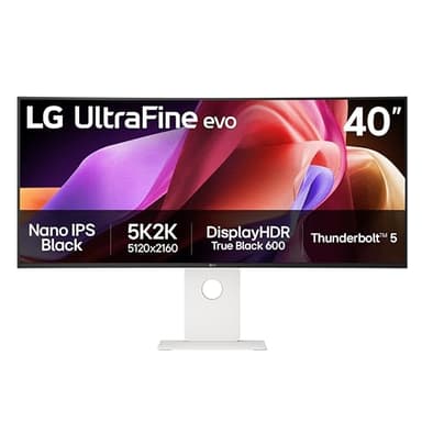 LG 40U990A-W Ultrafine 40" 5K2K (5120x2160) 120Hz 5ms IPS Moniteur incurvé noir avec Thunderbolt 5, commutateur KVM, haut-parleur, FreeSync Premium, mode Eyecare, Thunderbolt PD 96W, inclinaison/hauteur/pivotant