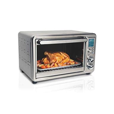 Hamilton Beach 31190C Four à convection de comptoir avec affichage numérique et rôtissoire, grand modèle pour 6 tranches, en acier inoxydable