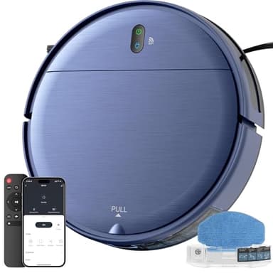 ZCWA Robot aspirateur, robot aspirateur et serpillère avec programme, application/télécommande/voix, forte aspiration, nettoyeur de sol 2 en 1 mince auto-charge pour poils d'animaux, tapis, surfaces dures