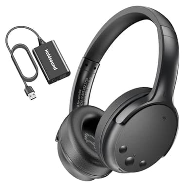 Holdsound Casque sans fil pour regarder la télévision, casque TV sans fil pour personnes âgées avec émetteur de câble d'extension USB, 40 heures, sans délai, reconnexion automatique, Plug and Play
