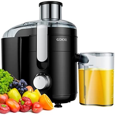 GDOR Presse-agrumes électrique centrifuge avec disque de coupe amélioré en titane, double vitesse avec goulotte d'alimentation de 6,3 cm, pour fruits et légumes, anti-goutte, avec brosse de nettoyage