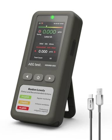 Détecteur de radon portable AEGTEST HOUND-1011 pour la maison, capteur léger et haute précision, surveillance de 45 jours, testeur de radon facile à utiliser pour court et long terme en pCi/L ou Bq/m³