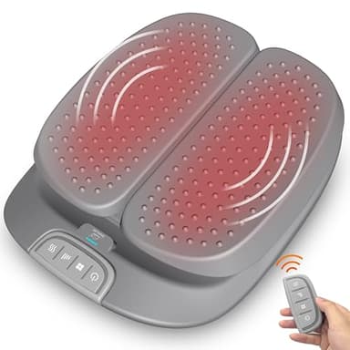 Snailax Masseur de pieds vibrant avec chaleur, télécommande, 3 niveaux d'intensité de vibration et 3 modes de massage, machine de massage électrique pour tissus profonds, pieds, jambes, dos, cadeaux pour femme/homme/maman/papa (gris)