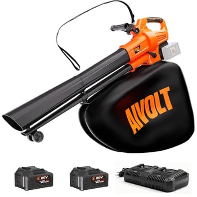 Souffleur de feuilles sans fil aspirateur broyeur 40V, 2 batteries 4,0Ah alimentant l'aspirateur à feuilles avec sac de 40L, batterie et chargeur inclus, vitesse d'air de 257 km/h, parfait pour