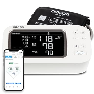 OMRON Platinum Tensiomètre pour le haut du bras – Brassard de pression artérielle validé cliniquement – Utilisez l'application Omron Connect pour des mesures illimitées