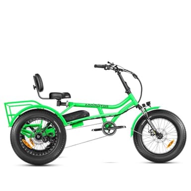 ADDMOTOR ARISETAN Tricycle électrique pour adultes, moteur arrière de 750 W, certifié UL2849, 85MI 48 V 20 AH, 172,4 kg, 50,8 cm, semi-couché, vert