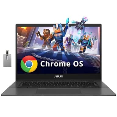 ASUS Chromebook CM14 Ordinateur portable 14" FHD antireflet, MediaTek Kompanio 520, 4 Go de RAM LPDDR4X, 64 Go eMMC, MediaTek Carte graphique intégrée, Webcam, WiFi 6, Bluetooth, Chrome OS, Gris
