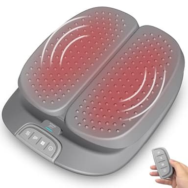 Snailax Masseur de pieds vibrant avec chaleur, télécommande, 3 niveaux d'intensité de vibration et 3 modes de massage, masseur électrique des pieds et du dos, cadeau pour femme/homme/maman/papa (gris)