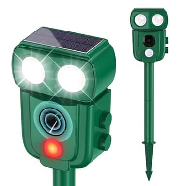 Répulsif à ultrasons pour animaux de plein air, répulsif solaire pour chats, ratons laveurs et cerfs, contrôle des lapins et serpents avec capteur de mouvement et lampe flash, répulsif étanche pour