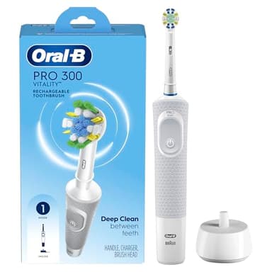 Oral-B Brosse à dents électrique Pro 300 Floss Action Vitality avec (1) tête de brosse, rechargeable, blanc