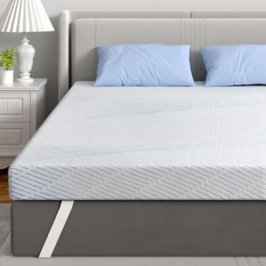 BedStory Surmatelas ferme en mousse à mémoire de forme respirante avec housse pour soulager les maux de dos, 10,2 cm, certifié CertiPUR-US