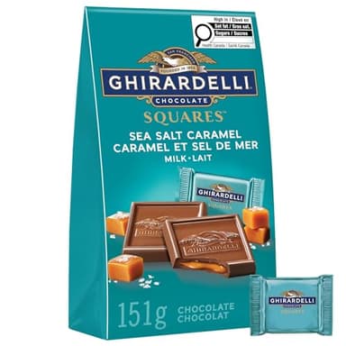 GHIRARDELLI Carrés de chocolat au lait au sel de mer et au caramel, sac de 151 g