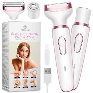 Rasoir Électrique - Tondeuse - Épilateur pour Femmes: Rasoirs 2 en 1 Indolores pour le Corps et Épilateur pour le Visage - Kit d’Épilation Rechargeable pour le Visage, le Corps, les Jambes, le Bikini