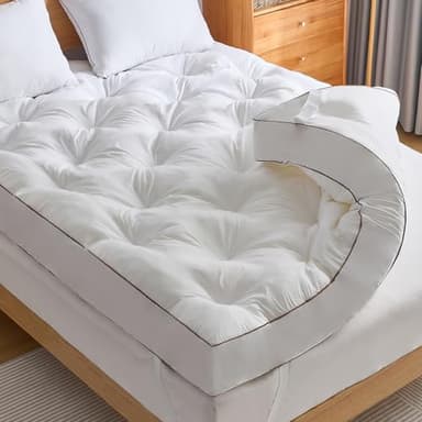 WhatsBedding Surmatelas en mousse à mémoire de forme de 10,2 cm pour soulager les douleurs dorsales, rempli de mousse à mémoire de forme en gel respirant, moelleux et confortable, 203,2 x 152,4 x 10,2