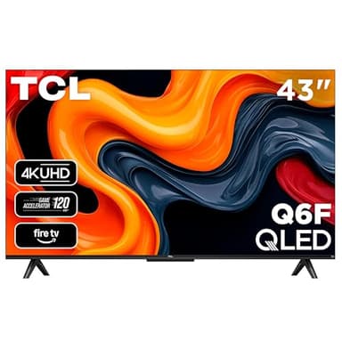 TCL Téléviseur intelligent Q6 QLED 4K UHD 43" avec Fire TV (43Q651F, modèle 2025) Dolby Vision, HDR PRO+, Dolby Atmos, Alexa intégrée avec télécommande vocale, compatibilité Apple AirPlay 2, télévision en streaming