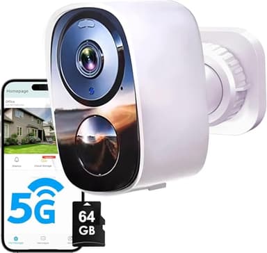 Caméra de sécurité sans fil 2K améliorée 2026 avec carte SD 64 Go, stockage gratuit dans le cloud, autonomie de 1 à 6 mois, détection de mouvement AI, projecteur, alarme sirène, audio bidirectionnel, caméra de surveillance WiFi étanche