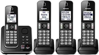 Téléphone sans fil extensible Panasonic DECT 6.0 avec répondeur et blocage d'appels - 4 combinés sans fil - KX-TGD394CB (Noir)