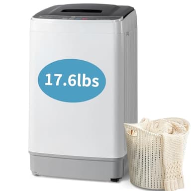 Karl home Machine à laver portable entièrement automatique, charge par le haut de 8 kg, lave-linge rotatif avec pompe de vidange, 10 programmes de lavage à 8 niveaux d'eau, laveuse et sécheuse 2 en 1