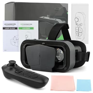 Casque de réalité virtuelle 3D, lunettes de réalité virtuelle 3D, lunettes de réalité virtuelle avec contrôleur compatible 11,2 à 17,8 cm, lunettes de réalité virtuelle universelles réglables pour