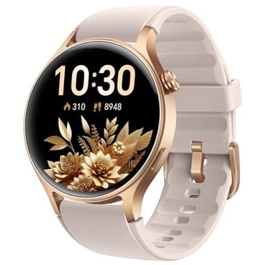 aeac AMOLED Montre intelligente pour femme avec écran très transparent, moniteur de fréquence cardiaque/sommeil/SpO2, étanche, suivi remise en forme, pour iPhone/Samsung/Android, doré