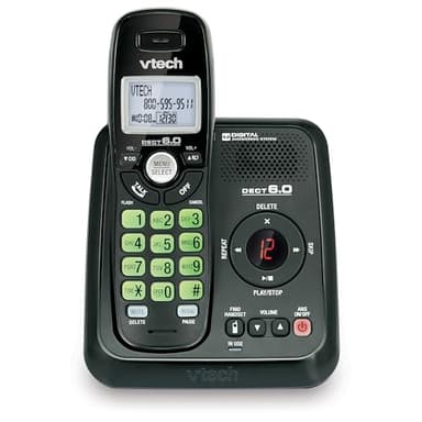 Vtech Dect 6.0 Système de téléphone sans fil avec répondeur numérique, clavier et écran rétroéclairé vert (CS6124-11)