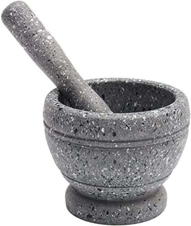 Ensemble de mortier et pilon en résine, molcajete pour guacamole, pilon pour ail, épices et herbes, excellent pour les épices de guacamole, ustensiles de cuisine, petit 10,9 cm, capacité : 350 ml, non