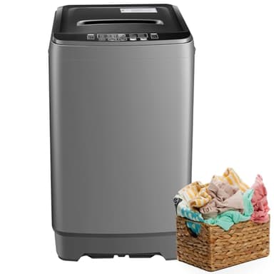 YASHE 17.6Lbs Portable Washing Machine, Full-Automatic Portable Compact Washer with Drain Pump, 10 Programs 8 Water Levels, Compact Washers with LED Display for Apartment Home RV Dorm, Grey