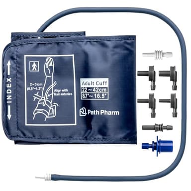 Path Pharm Brassard de pression artérielle – Brassard de tensiomètre de qualité supérieure compatible avec Omron – Bracelet de rechange réglable de 22 à 42 cm avec 7 connecteurs – Facile à installer en forme d'éventail pour adultes