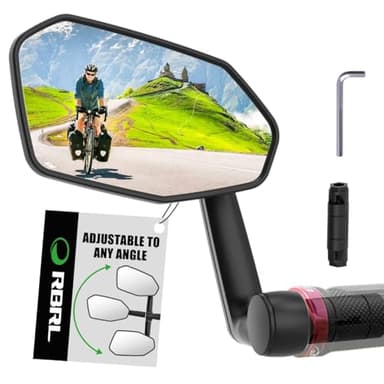 RBRL Rétroviseur de vélo, résistant aux chocs, extra large, réglable à 360°, incassable, convient pour vélo électrique scooter (gauche)