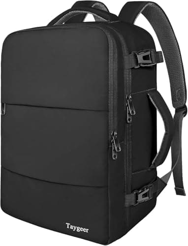 Sac à dos de voyage pour ordinateur portable, approuvé par l'avion pour homme et femme, sac à dos léger de 35 l, sac à dos pour ordinateur portable de 15,6", cadeau pour les affaires décontractées, noir
