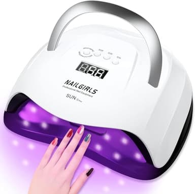 Lampe à ongles UV NAILGIRLS 168 W - Lampe UV rapide pour vernis à ongles gel - Séchage professionnel avec 4 réglages de minuterie - Capteur automatique - Pour ongles des doigts et des pieds -